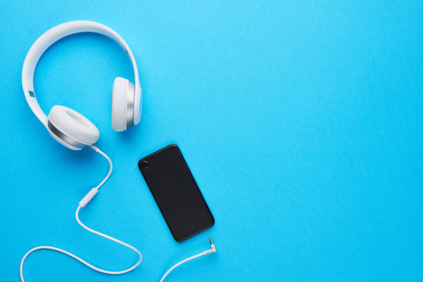 Minimalist flat lay music concept.