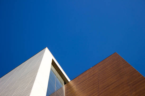 istock Modern white and brown corporative building with a very lined contour. 967219710
