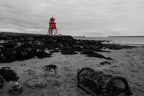Lighthouse and piers at South Shields