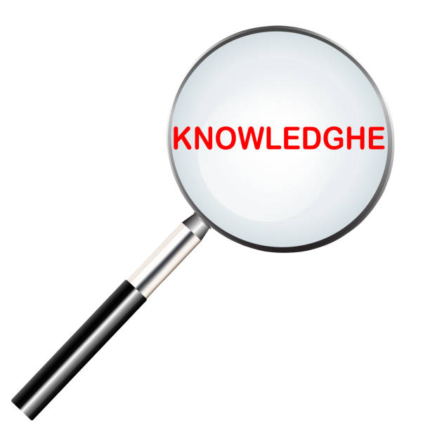 istock Word of knowledge highlighted with red color in magnifier icon or searching icon 967262310