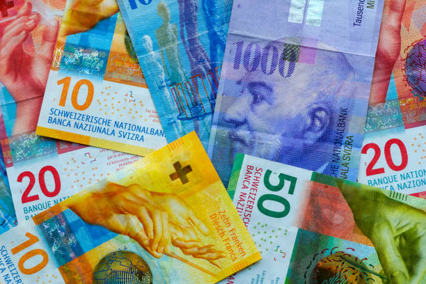 istock Swiss money banknotes background 967265822