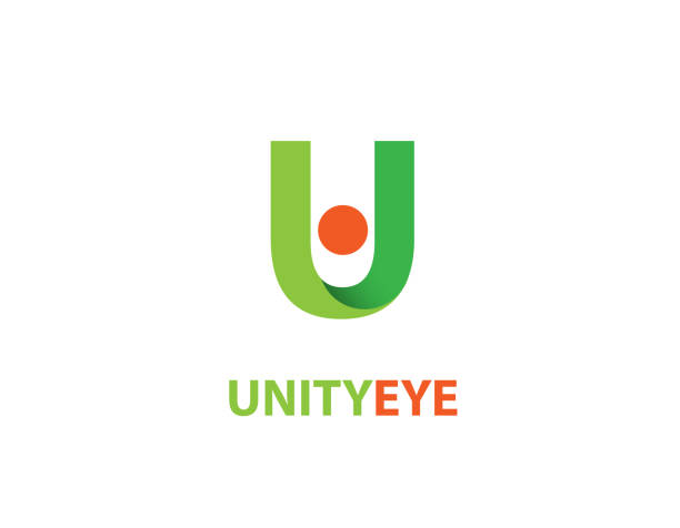 Unity U letter design sign, letters, alphabet the letter u stock illustrations