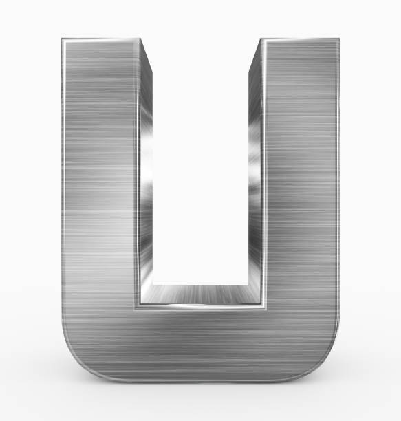 istock letter U 3d cubic rounded metal isolated on white 967279572