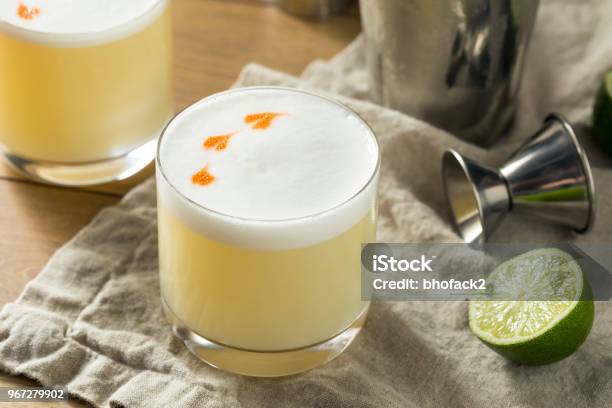 Homemade Pisco Sour Cocktail Stock Photo - Download Image Now - Sour Taste, Whiskey, Pisco Sour