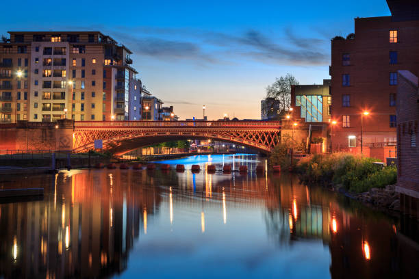 istock River Aire and bridge in Leeds city centre at night 967282914