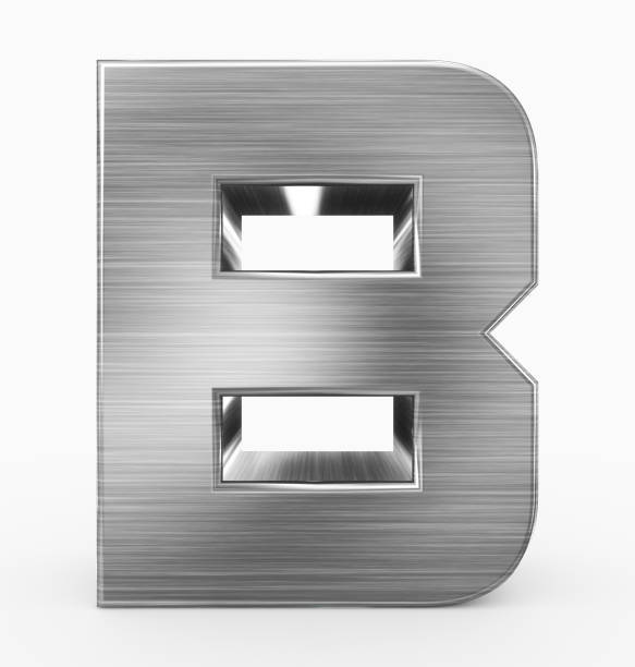 istock letter B 3d cubic rounded metal isolated on white 967284548