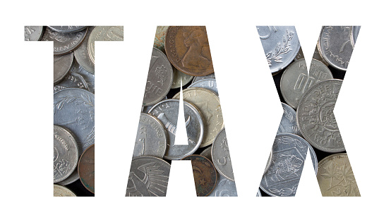 TAX word with old coins