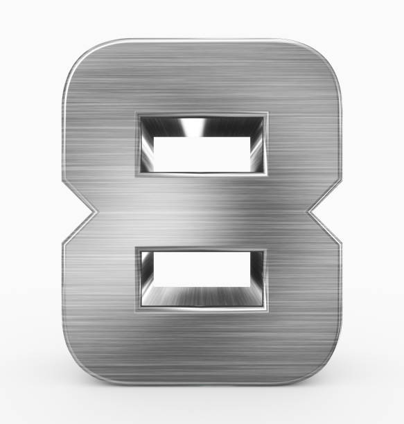 istock number 8 3d cubic rounded metal isolated on white 967287042