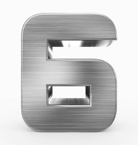 istock number 6 3d cubic rounded metal isolated on white 967287314