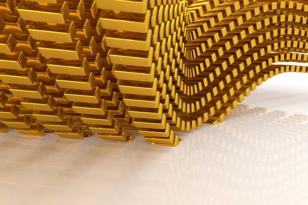 istock Gold bars or bricks, floating around, modern style background or texture. Business, canvas, profit & creative. 967287394