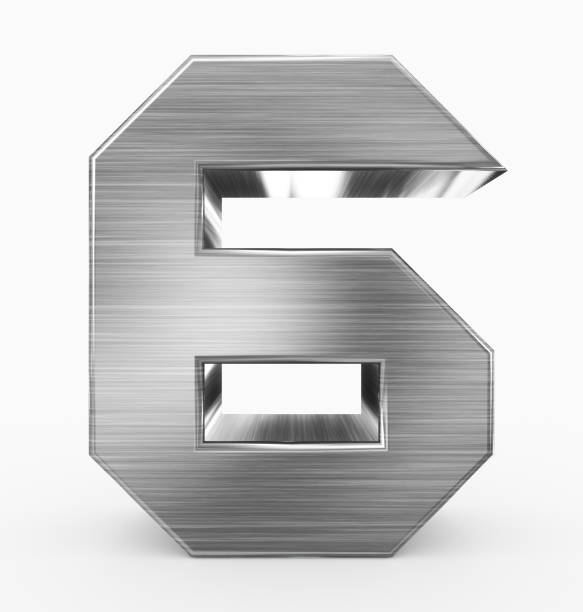 istock number 6 3d cubic metal isolated on white 967287406
