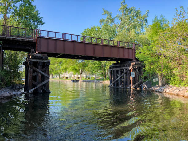 istock View of an old railroad bridge over water 967295198