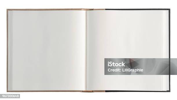 Open Book Isolated White Background Stock Photo - Download Image Now - Photo Album, Open, Empty