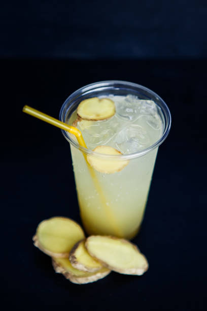 Ginger lemonade in the plastic cup