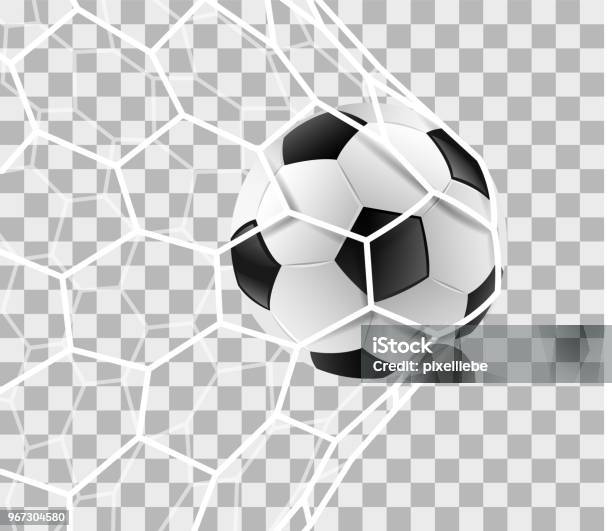 ゴールネット分離されたバック グラウンドでサッカー ボール - サッカーのベクターアート素材や画像を多数ご用意 - サッカー, サッカーボール, ゴールを決める