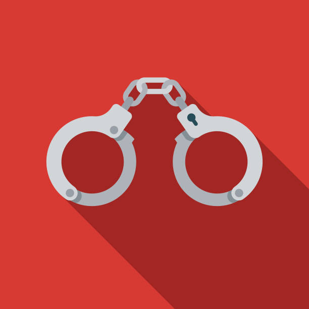 수 갑 플랫 디자인 범죄 및 처벌 아이콘 - handcuffs stock illustrations