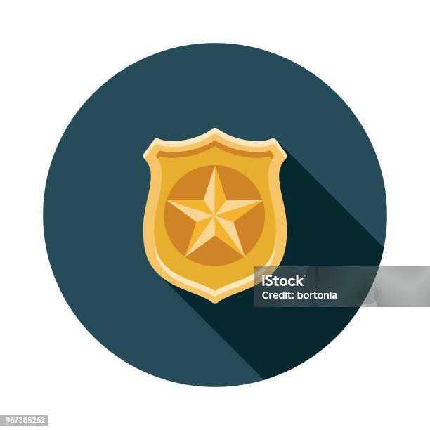 Police Badge Flat Design Crime Punishment Icon Stock Illustration - Download Image Now - Police Force, Police Badge, Icon Symbol