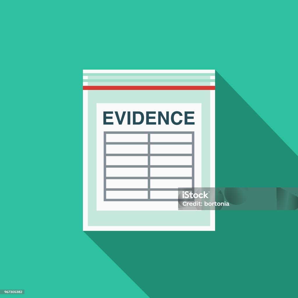 Evidence Flat Design Crime & Punishment Icon A flat design styled crime and punishment icon with a long side shadow. Color swatches are global so it’s easy to edit and change the colors. Evidence stock vector