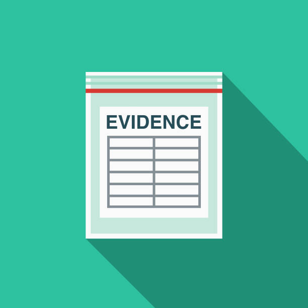 Evidence Flat Design Crime & Punishment Icon A flat design styled crime and punishment icon with a long side shadow. Color swatches are global so it’s easy to edit and change the colors. evidence bag stock illustrations