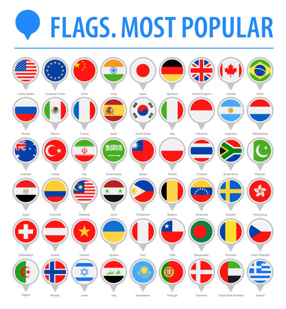 World Flag Round Pins - Vector Flat Icons - Most Popular World Round Flag Pins - Vector Flat Icons - Most Popular australian flag flag australia british flag stock illustrations