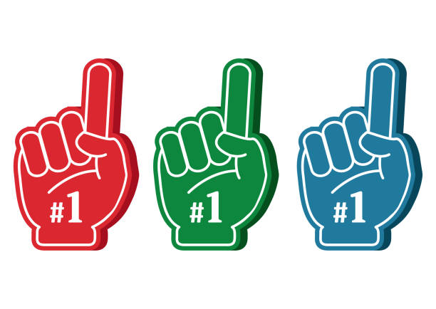 istock Number one and the best. Vector illustration. Bright colorful foam fingers set. 967309272