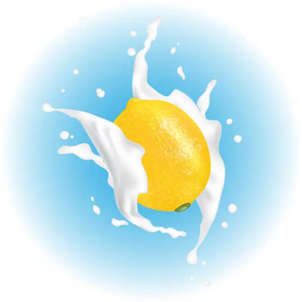 Vector illustration of Juice milk yogurt lemon lime   splashing. Juicy lemon lime splash packaging template