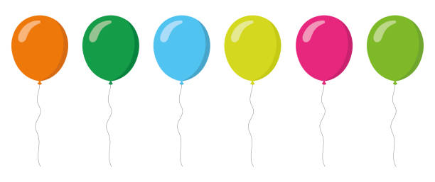 ilustrações de stock, clip art, desenhos animados e ícones de colorful balloons collection. flat style. vector illustration - balloon blue bunch cheerful