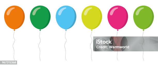 Colorful Balloons Collection Flat Style Vector Illustration Stock Illustration - Download Image Now