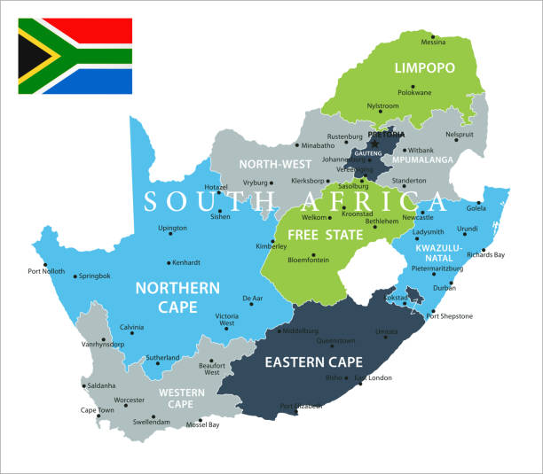 карта южной африки - вектор - south africa map africa durban stock illustrations