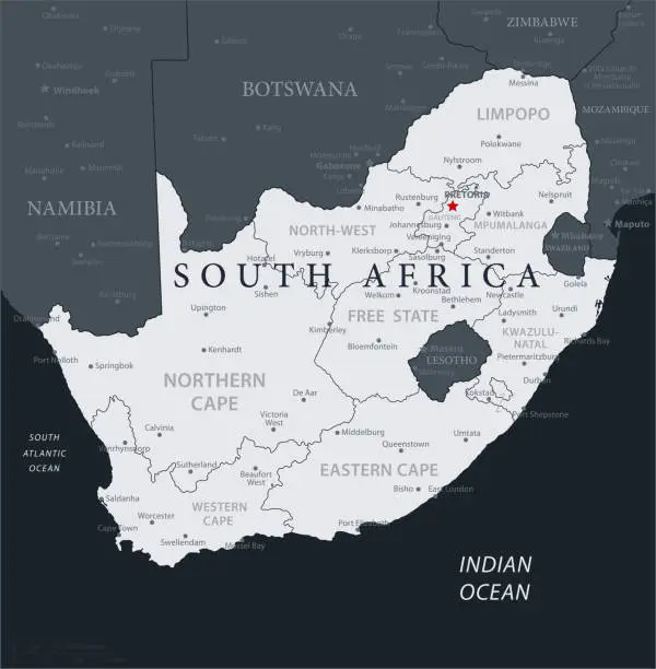 Vector illustration of 19 - South Africa - Black Gray 10