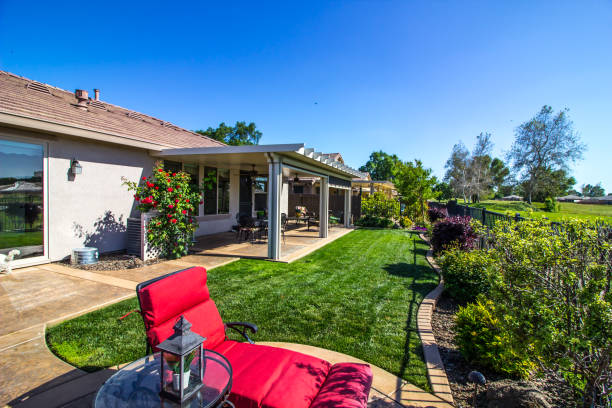 istock Rear Yard & Patio Of Modern Home 967318492