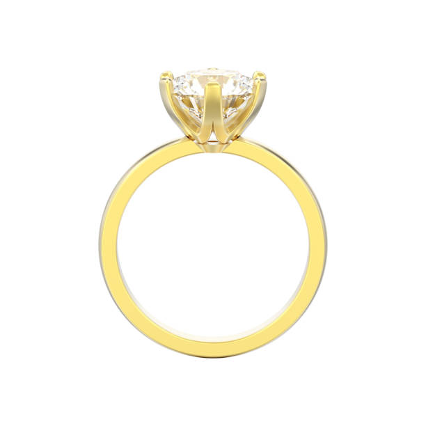 istock 3D illustration isolated gold traditional solitaire engagement diamond ring 967318850