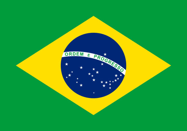 vektor-flagge von brasilien. 07:10 verhältnis. brasilianischen nationalflagge. - brazil stock-grafiken, -clipart, -cartoons und -symbole