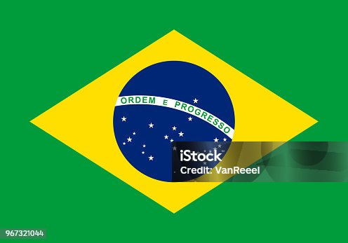 istock Vector flag of Brazil. Proportion 7:10. Brazilian national flag. 967321044