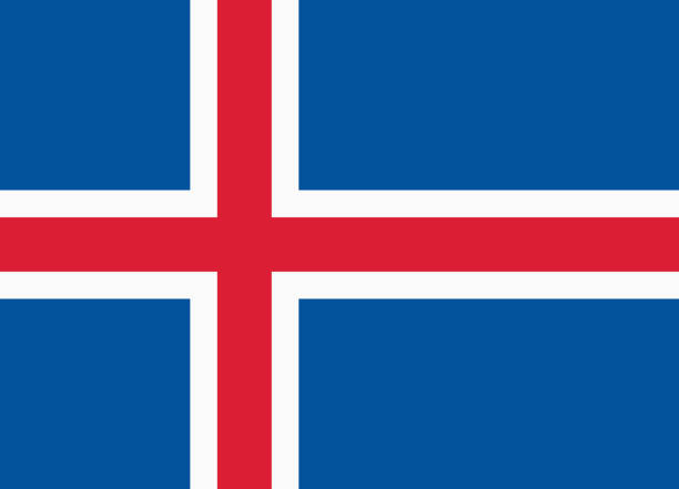 ilustraciones, imágenes clip art, dibujos animados e iconos de stock de vector bandera de islandia. proporción 18:25. islandia bandera nacional de cruz nórdica o escandinava. - 1825