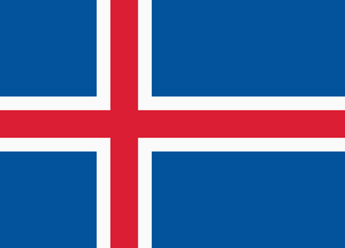 Vector flag of Iceland. Proportion 18:25. Icelandic national nordic or scandinavian cross flag. Vector EPS 10