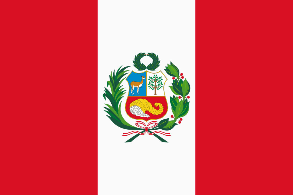Vector flag of Peru. Proportion 2:3. Peruvian national bicolor flag. Vector EPS 10