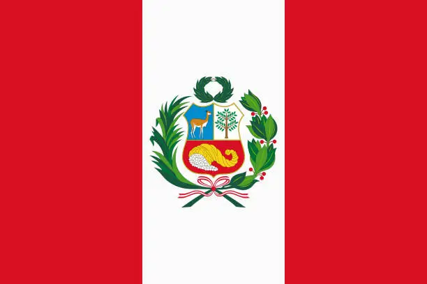 Vector illustration of Vector flag of Peru. Proportion 2:3. Peruvian national bicolor flag.