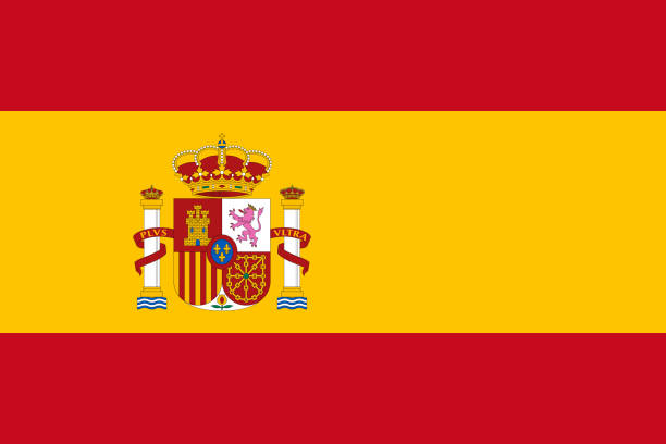 ilustraciones, imágenes clip art, dibujos animados e iconos de stock de vector bandera de españa. proporción 2:3. bandera bicolor nacional española. rojigualda. - spain flag spanish flag national flag