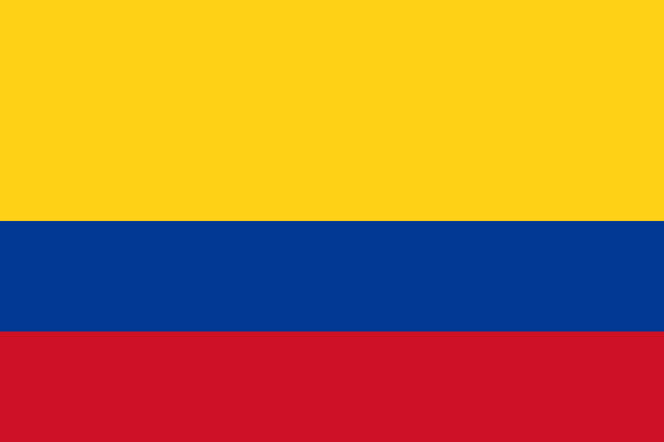 illustrazioni stock, clip art, cartoni animati e icone di tendenza di bandiera vettoriale della colombia. proporzione 2:3. bandiera tricolore nazionale colombiana. tricolore. - organizzazioni sportive