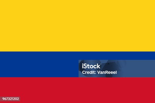 istock Vector flag of Colombia. Proportion 2:3. Colombian national tricolor flag. Tricolor. 967321202