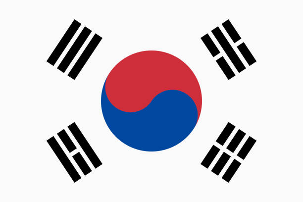 vektor-flagge von südkorea. verhältnis 2:3. südkoreanische nationalflagge. taegukgi. - korea stock-grafiken, -clipart, -cartoons und -symbole