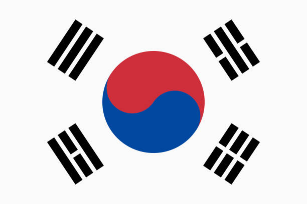 wektor flaga korei południowej. proporcja 2:3. południowokoreańska flaga narodowa. taegukgi. - korea stock illustrations