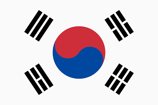 Vector flag of South Korea. Proportion 2:3. South Korean national flag. Taegukgi. Vector EPS 10