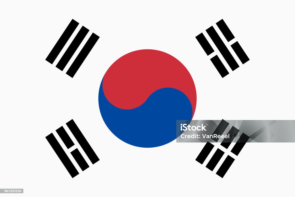 Vector flag of South Korea. Proportion 2:3. South Korean national flag. Taegukgi. Vector flag of South Korea. Proportion 2:3. South Korean national flag. Taegukgi. Vector EPS 10 Korea stock vector