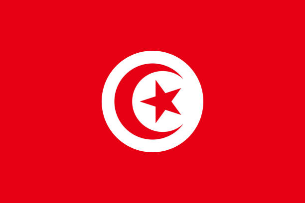 튀니지의 벡터 플래그입니다. 2:3 비율 튀니지 국가 플래그. - tunisia stock illustrations