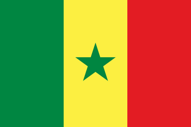 wektor flaga senegalu. proporcja 2:3. senegalska flaga tricolor narodowy. tricolor. - senegal stock illustrations