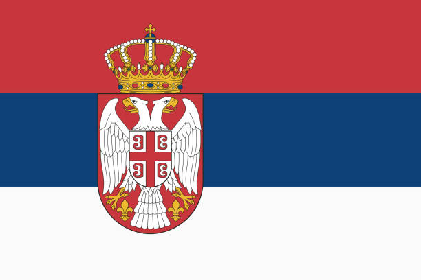vektor-flagge von serbien. verhältnis 2:3. serbischen nationalen trikolore. tricolor. - deutsches wappen stock-grafiken, -clipart, -cartoons und -symbole
