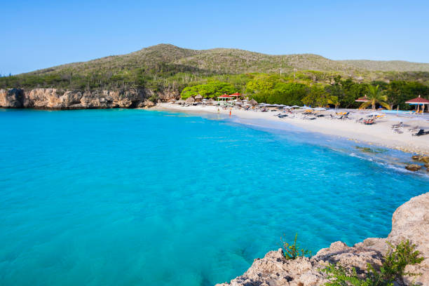 Knip beach view, Curacao island, Caribbean sea stock photo