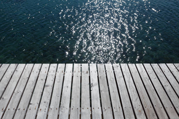 istock empty wooden jetty at sea edge 967350852